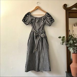 Who What Wear - Embroidered Sleeves Gingham Dress